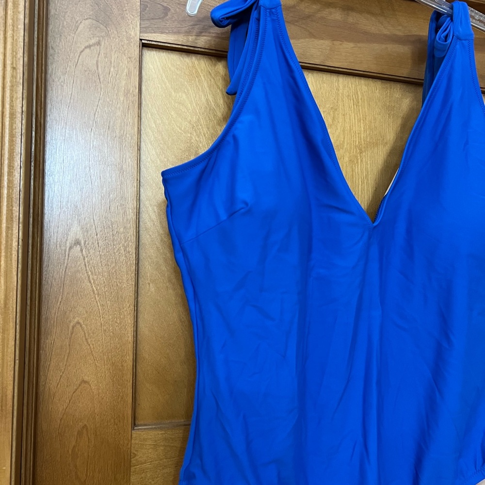 J. Crew Factory Tie Shoulder One Piece Swimsuit Blue Size 3X NWT - Picture 4 of 10